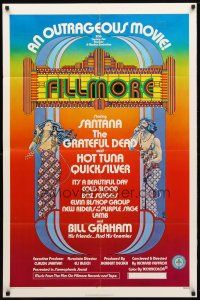 8f269 FILLMORE 1sh '72 Grateful Dead, Santana, rock & roll concert, cool Byrd art!