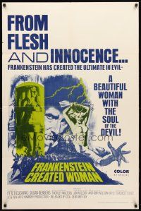 8f305 FRANKENSTEIN CREATED WOMAN 1sh '67 Peter Cushing, Susan Denberg had the soul of the Devil!