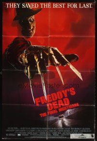 8f307 FREDDY'S DEAD 1sh '91 great art of Robert Englund as Freddy Krueger!