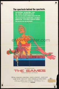 8f323 GAMES 1sh '70 Michael Crawford, Ryan O'Neal, Michael Winner, cool Olympic sports art!