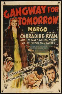 8f324 GANGWAY FOR TOMORROW style A 1sh '43 Margo, Carradine & Robert Ryan have their lives X-rayed