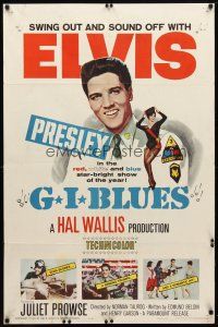 8f321 G.I. BLUES 1sh '60 swing out and sound off with Elvis Presley & sexy Juliet Prowse!
