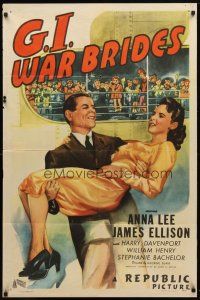 8f322 G.I. WAR BRIDES 1sh '46 art of James Ellison holding pretty Anna Lee by ship!