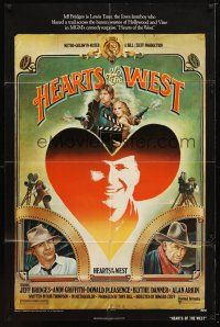 8f414 HEARTS OF THE WEST 1sh '75 art of Hollywood cowboy Jeff Bridges by Richard Hess!
