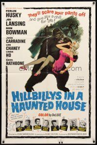 8f438 HILLBILLYS IN A HAUNTED HOUSE 1sh '67 country music, art of wacky ape carrying sexy girl!