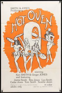 8f459 HOT OVEN 1sh '74 artwork of sexy girls making pizza wearing only aprons!
