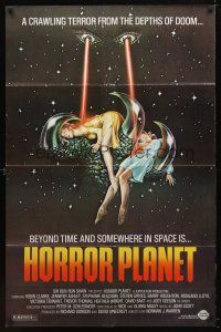 8f489 INSEMINOID 1sh R83 Horror Planet, really wild sci-fi image of sexy girls in monster hand!