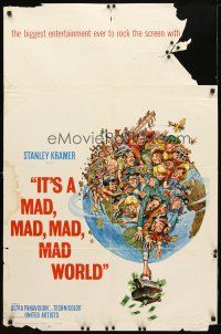 8f500 IT'S A MAD, MAD, MAD, MAD WORLD style A 1sh '64 art of entire cast on Earth by Jack Davis!