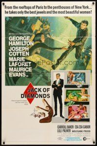 8f501 JACK OF DIAMONDS 1sh '67 George Hamilton steals jewels & sexy women from Paris to New York!