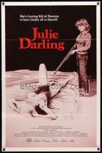 8f513 JULIE DARLING 1sh '83 violent artwork of little girl about to shoot sexy mother in bed!