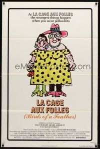 8f529 LA CAGE AUX FOLLES style B 1sh '79 Ugo Tognazzi, great wacky cross-dressing art by Lou Myers!