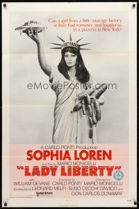 8f535 LADY LIBERTY 1sh '72 great wacky image of sexy Sophia Loren as Statue of Liberty!