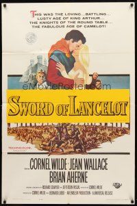 8f536 LANCELOT & GUINEVERE 1sh '63 Cornel Wilde, great romantic art of title characters!