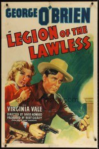 8f544 LEGION OF THE LAWLESS 1sh '40 art of cowboy George O'Brien, pretty Virginia Vale!
