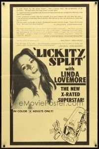 8f550 LICKITY SPLIT 1sh '74 directed by Carter Stevens, sexy Linda Lovemore, reviews!