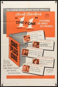 8f735 ONE PLUS ONE 1sh '61 Arch Oboler directed, exploring the Kinsey Report!