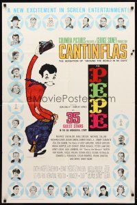 8f761 PEPE 1sh '61 cool art of Cantinflas, plus photos of 35 all-star cast members!