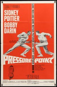 8f788 PRESSURE POINT 1sh '62 Sidney Poitier squares off against Bobby Darin, cool art!