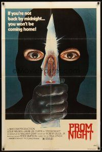 8f797 PROM NIGHT 1sh '80 Jamie Lee Curtis won't be coming home, wild horror art!