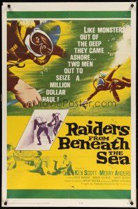 8f805 RAIDERS FROM BENEATH THE SEA 1sh '65 scuba divers rise from sea to commit daring crimes!