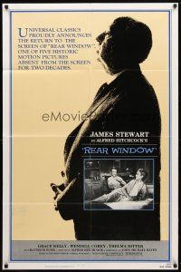 8f812 REAR WINDOW 1sh R83 profile of Alfred Hitchcock, Jimmy Stewart, Grace Kelly!