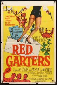 8f813 RED GARTERS 1sh '54 Rosemary Clooney, Jack Carson, western musical, sexy legs!