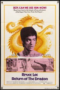 8f821 RETURN OF THE DRAGON 1sh '74 Bruce Lee kung fu classic, Chuck Norris, great images!