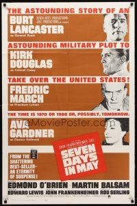 8f852 SEVEN DAYS IN MAY int'l 1sh '64 art of Lancaster, Kirk Douglas, Fredric March & Ava Gardner!