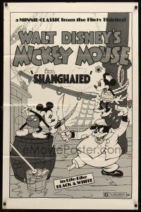 8f861 SHANGHAIED 1sh R74 cool art of Mickey Mouse dueling Pegleg Pete w/swordfish!