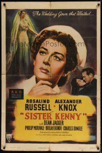 8f872 SISTER KENNY style A 1sh '46 three artwork images of nurse Rosalind Russell!