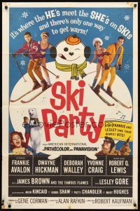 8f875 SKI PARTY 1sh '65 Frankie Avalon, Dwayne Hickman, where the he's meet the she's on skis!