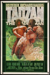 8f916 TARZAN THE APE MAN advance 1sh '81 art of sexy Bo Derek & Miles O'Keefe by James Michaelson!