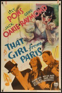 8f924 THAT GIRL FROM PARIS 1sh '36 Lucille Ball, artwork of Lily Pons, Jack Oakie, Gene Raymond!