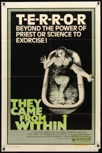 8f927 THEY CAME FROM WITHIN 1sh '76 David Cronenberg, art of terrified girl in bath tub!