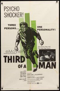 8f932 THIRD OF A MAN 1sh '62 James Drury, Jan Shepard, schizophrenia psycho shocker!