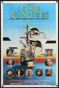 8f940 TIME BANDITS 1sh '81 John Cleese, Sean Connery, art by director Terry Gilliam!
