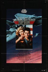 8f947 TOP GUN 1sh '86 great image of Tom Cruise & Kelly McGillis, Navy fighter jets!