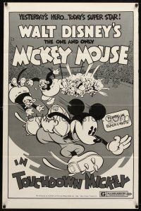 8f949 TOUCHDOWN MICKEY 1sh R74 Walt Disney, great cartoon art of Mickey Mouse playing football!