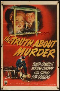 8f951 TRUTH ABOUT MURDER style A 1sh '46 District Attorney vs. his own wife in court, film noir!