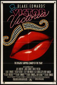 8f963 VICTOR VICTORIA 1sh '82 Julie Andrews, Blake Edwards, cool lips & mustache art by John Alvin