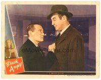 8g080 BLACK ANGEL LC #7 '46 c/u of short Peter Lorre getting tough with tall Broderick Crawford!