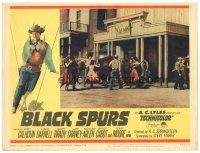 8g591 BLACK SPURS LC #6 '65 Lon Chaney Jr. with horses & pretty ladies outside saloon!