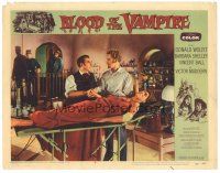 8g594 BLOOD OF THE VAMPIRE LC #8 '58 Victor Maddern & cop look at Donald Wolfit and victim in lab!
