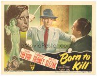 8g084 BORN TO KILL LC #8 '46 c/u of tough Lawrence Tierney about to beat up guy, classic noir!
