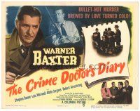 8g015 CRIME DOCTOR'S DIARY TC '49 Warner Baxter, bullet-hot murder brewed by love turned cold!