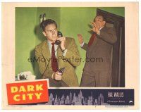 8g113 DARK CITY LC #3 '50 Mike Mazurki backs off from Charlton Heston on phone with gun!