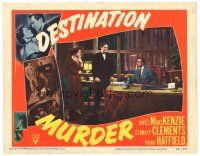 8g117 DESTINATION MURDER LC #5 '50 John Dehner at desk holds gun on Hurd Hatfield & Joyce MacKenzie!