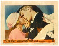 8g126 FBI STORY LC #5 '59 romantic close up of Jimmy Stewart about to kiss pretty Vera Miles!