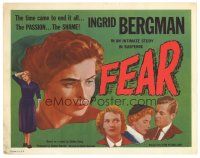 8g411 FEAR TC '56 close up of Ingrid Bergman in Roberto Rossellini's La Paura!
