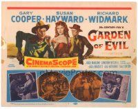 8g416 GARDEN OF EVIL TC '54 cool art of Gary Cooper, sexy Susan Hayward, & Richard Widmark!